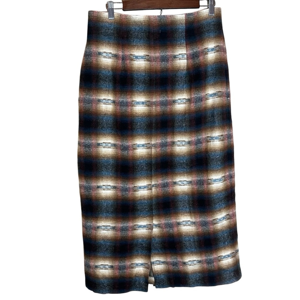 Vtg 90s No.4 EXP Jeans Multicolor Western Wool Wrap Skirt Italy Women Size 13/14 - Picture 4 of 11